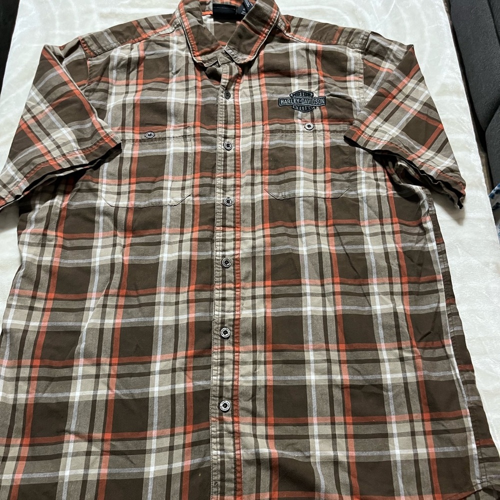 Harley-Davidson Men's Brown Plaid Shirt XLT
